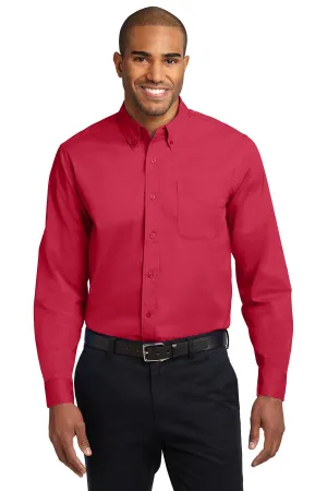 Port Authority Long Sleeve Easy Care Shirt S608 Red/ Light Stone