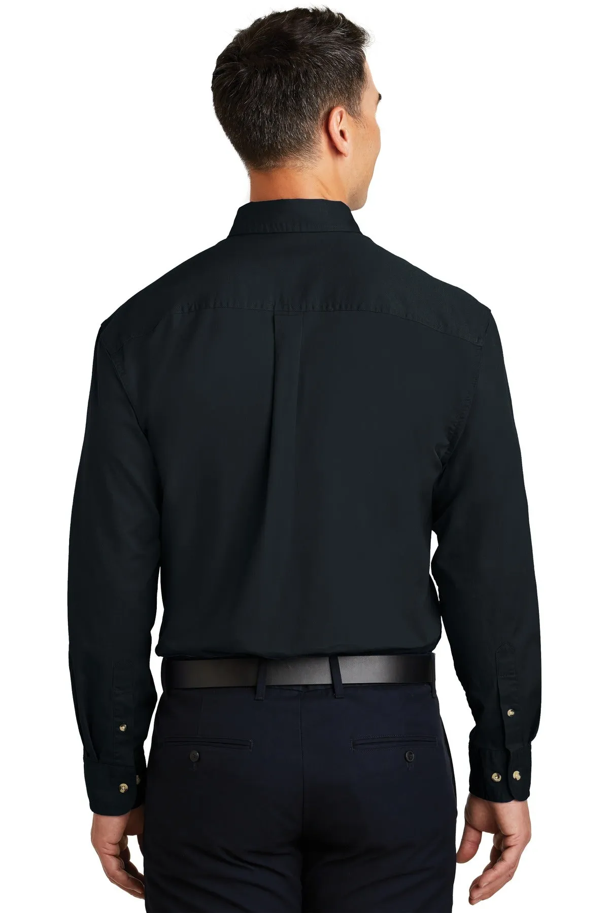 Port Authority Long Sleeve Twill Shirt.  S600T Classic Navy