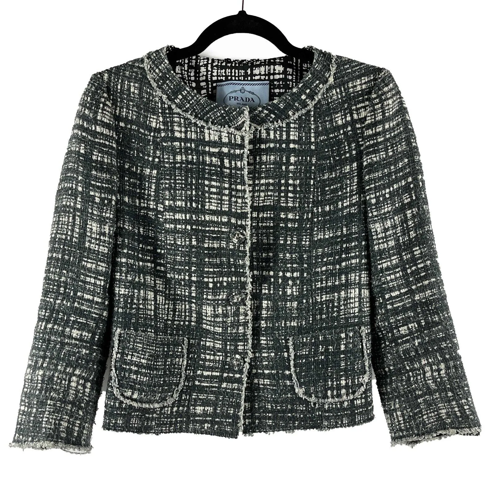 Prada - Tweed Design Light Weight - Dark Grey / White Jacket - 38 US 2