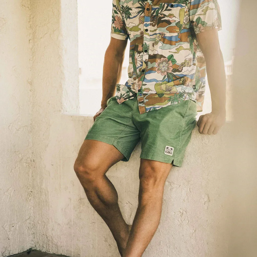 Pressure Drop Cord Shorts in Lichen Green