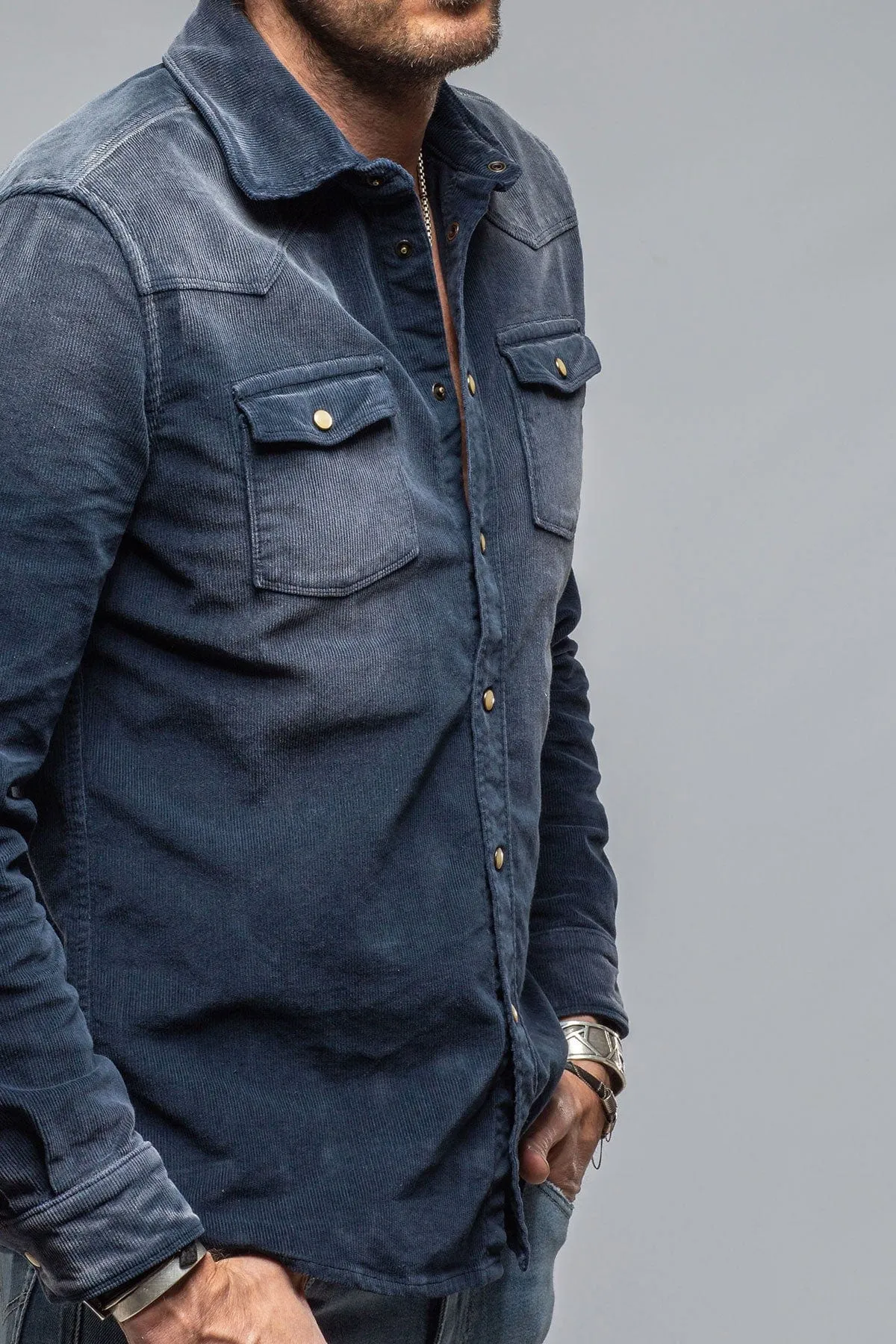 Prime Western Corduroy Snap Shirt In Navy