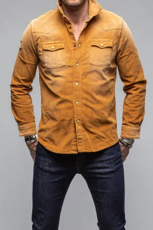 Prime Western Corduroy Snap Shirt In Papaya