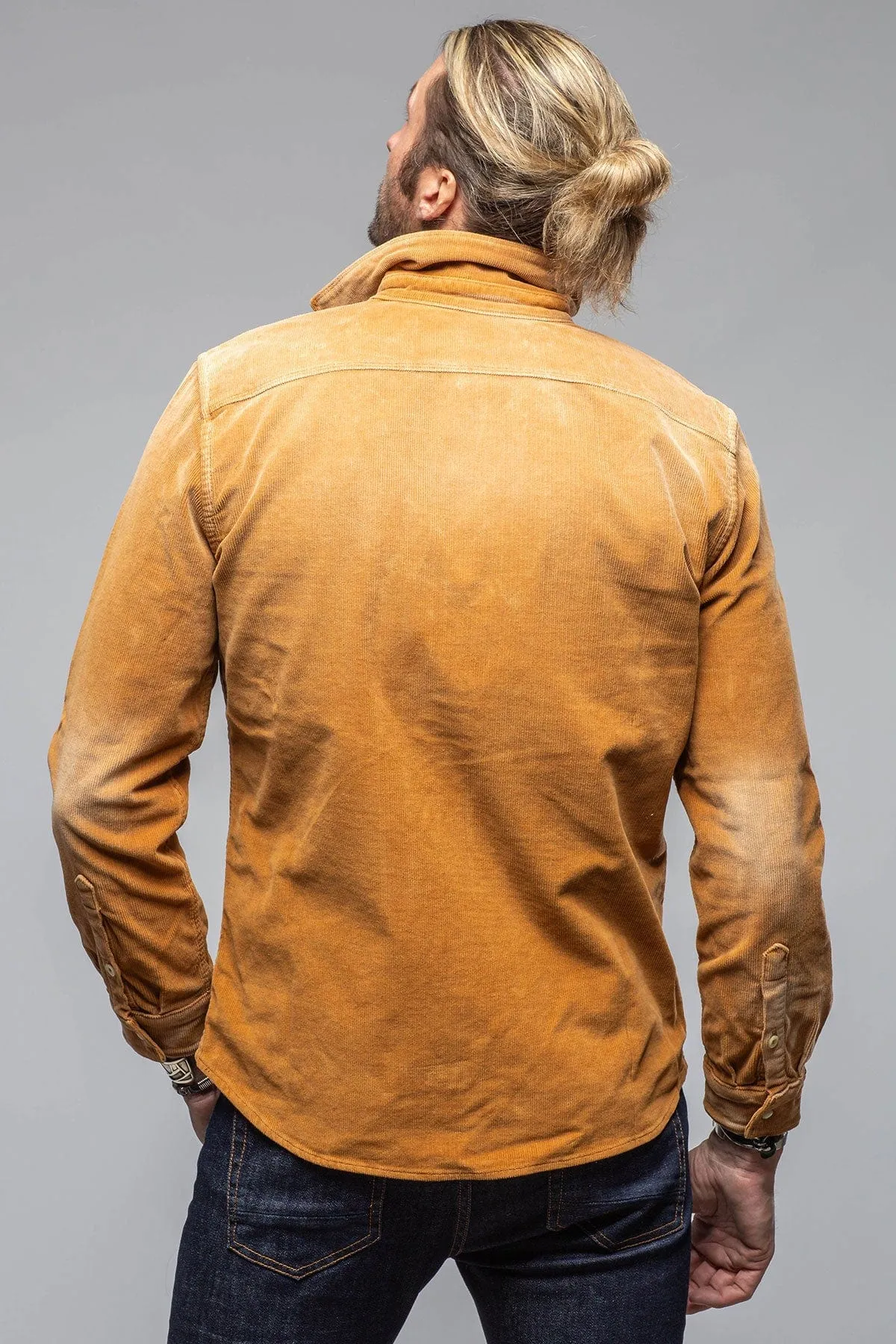 Prime Western Corduroy Snap Shirt In Papaya