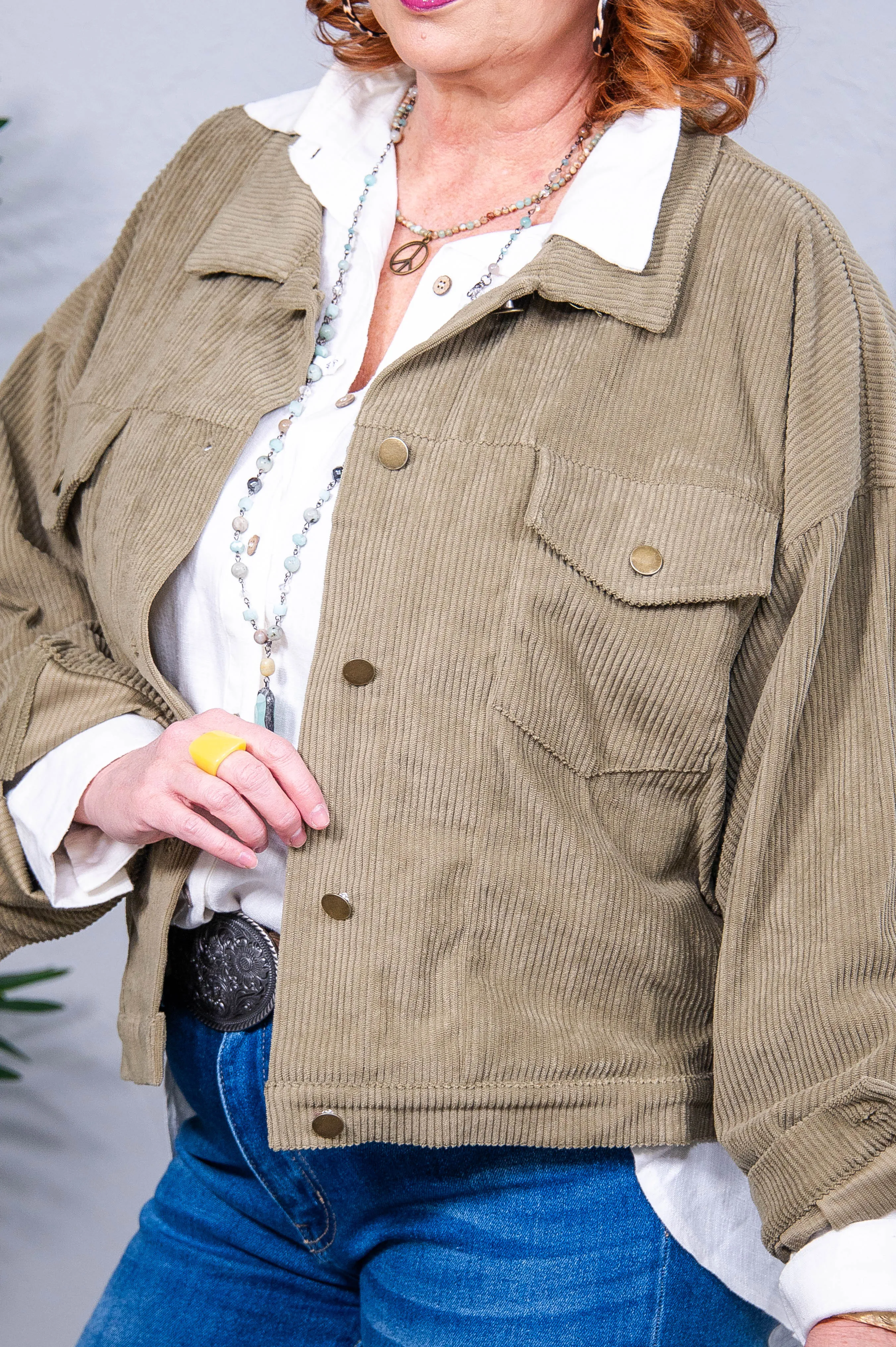 Primrose Corduroy Jacket in Olive