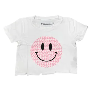 Prince Peter Tween Hearts Happy Face Distressed Crop Tee