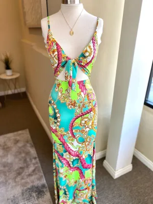 Print Strap Mermaid Dress