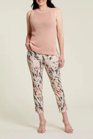 Printed Pull On Side Slit Capris - Sandstorm