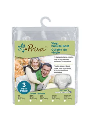 Priva Vinyl Pull-On Waterproof Pants (3/Pack)