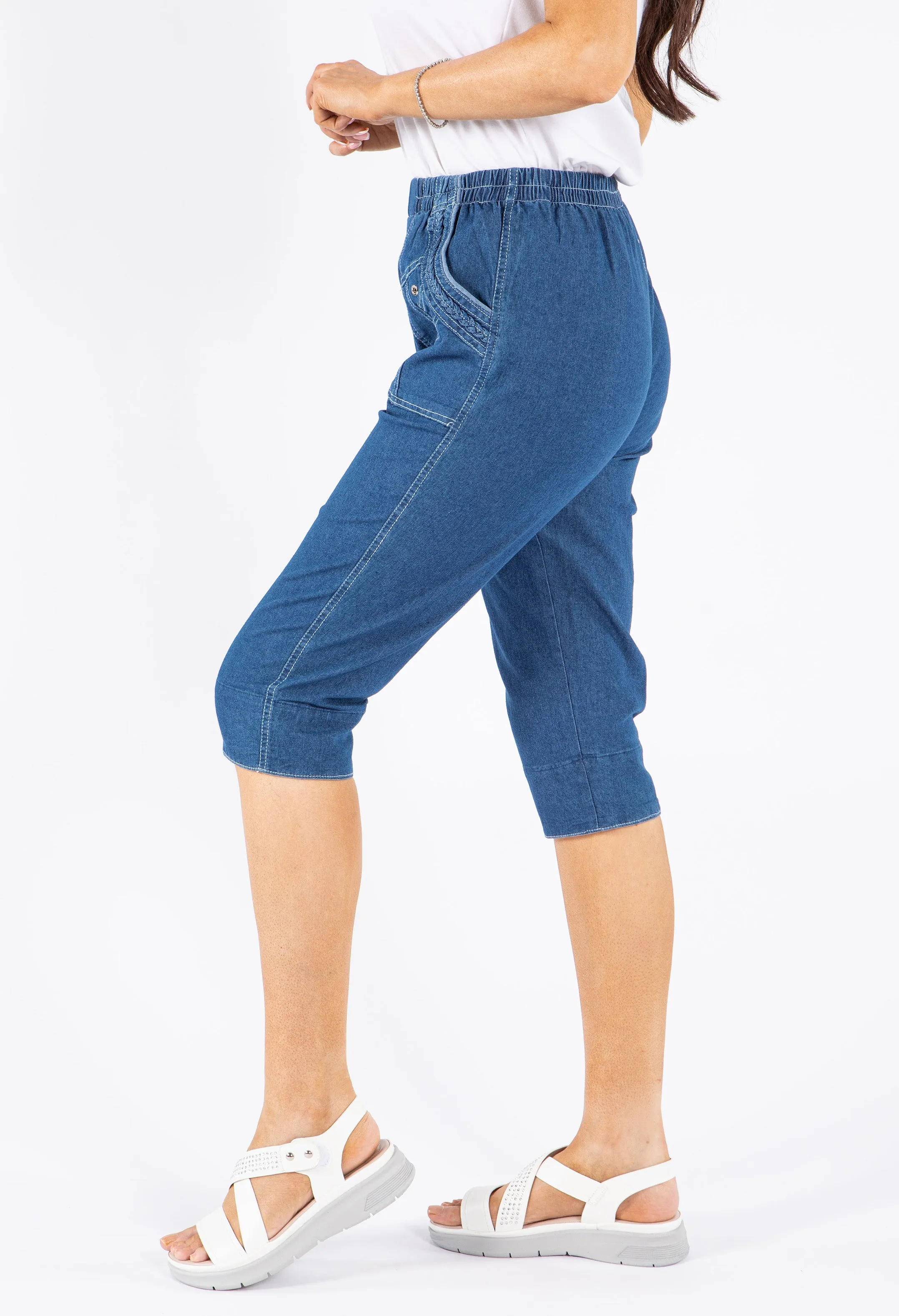Pull On Denim Capris