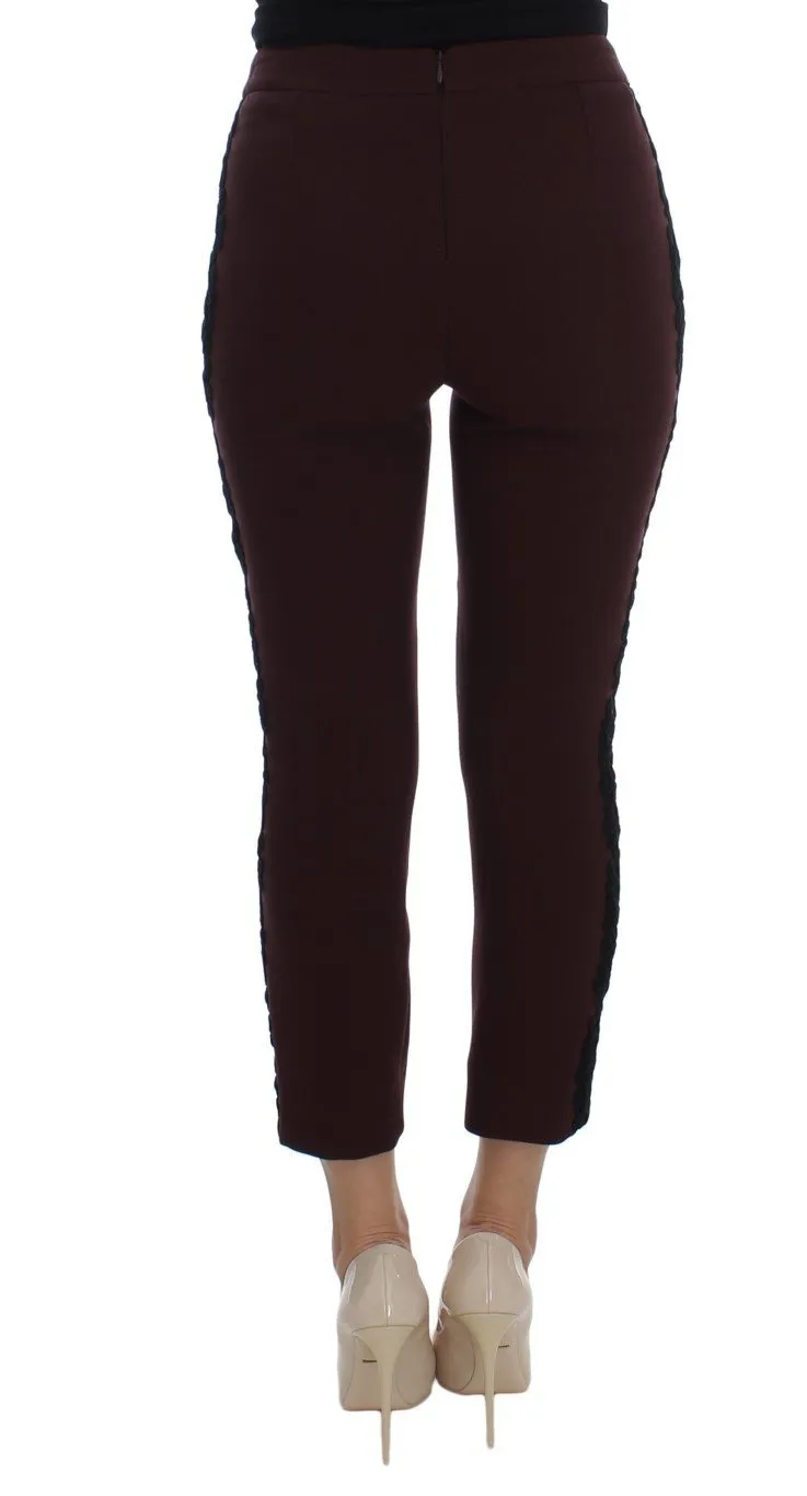 Purple Black Torero Stretch Slim Capri Pants