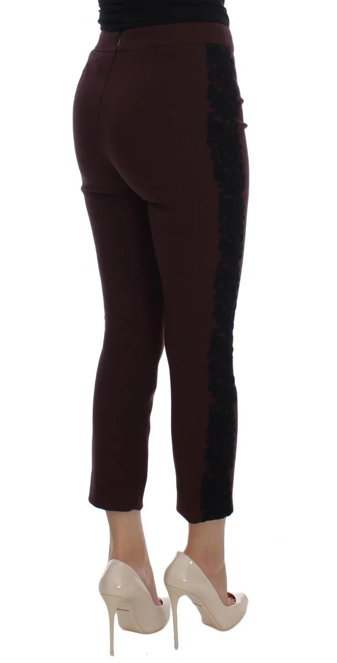 Purple Black Torero Stretch Slim Capri Pants