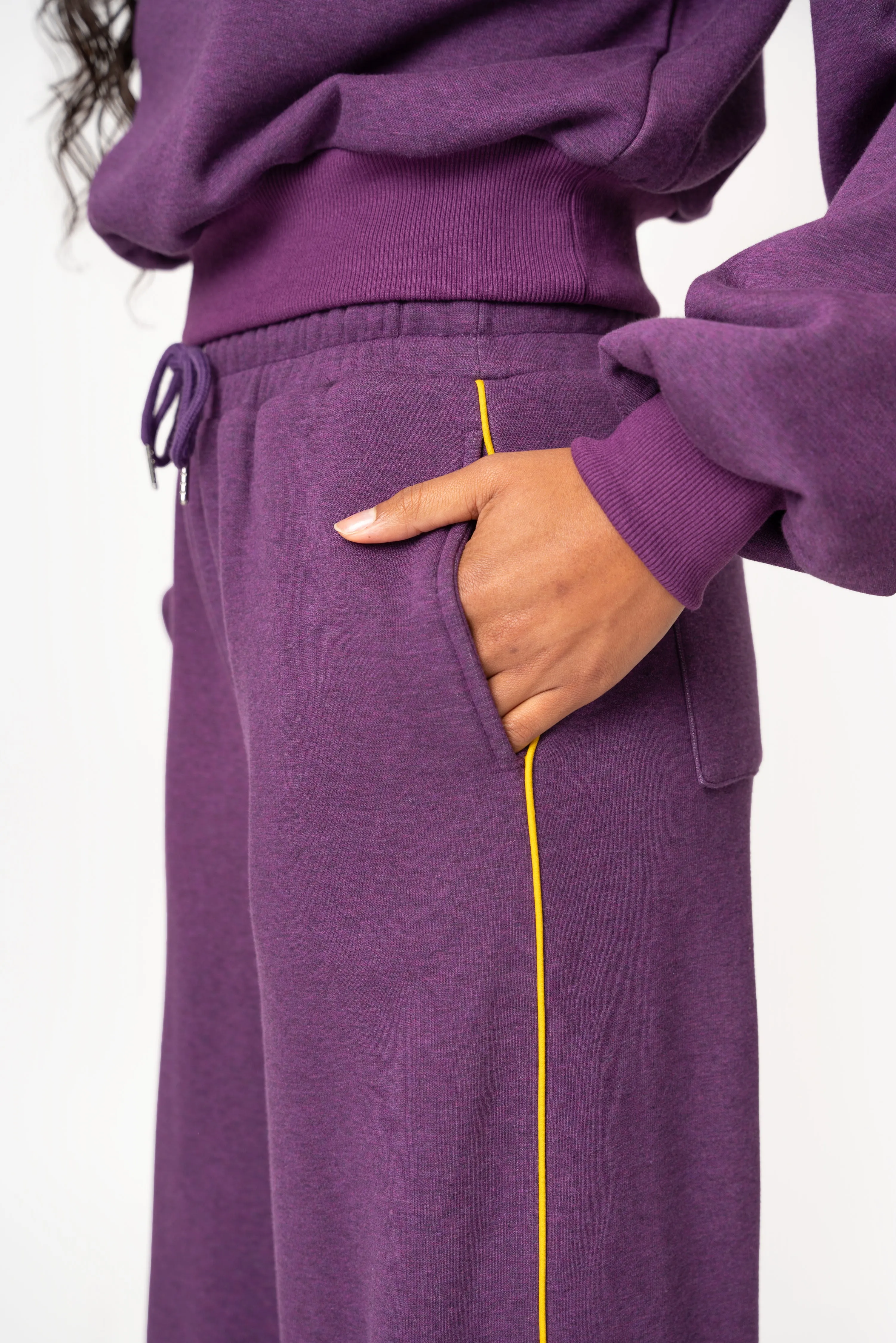 PURPLE QUEEN Plush fleece Crop Pullover