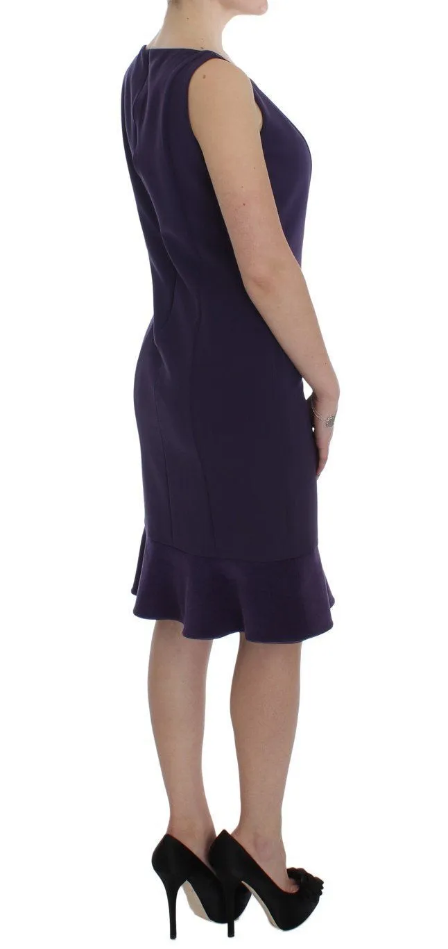 Purple Wool Blend Sheath Dress & Jacket Set