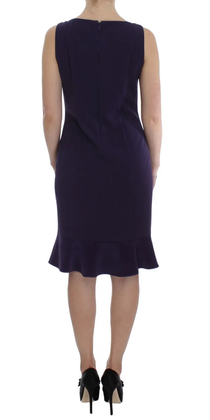 Purple Wool Blend Sheath Dress & Jacket Set