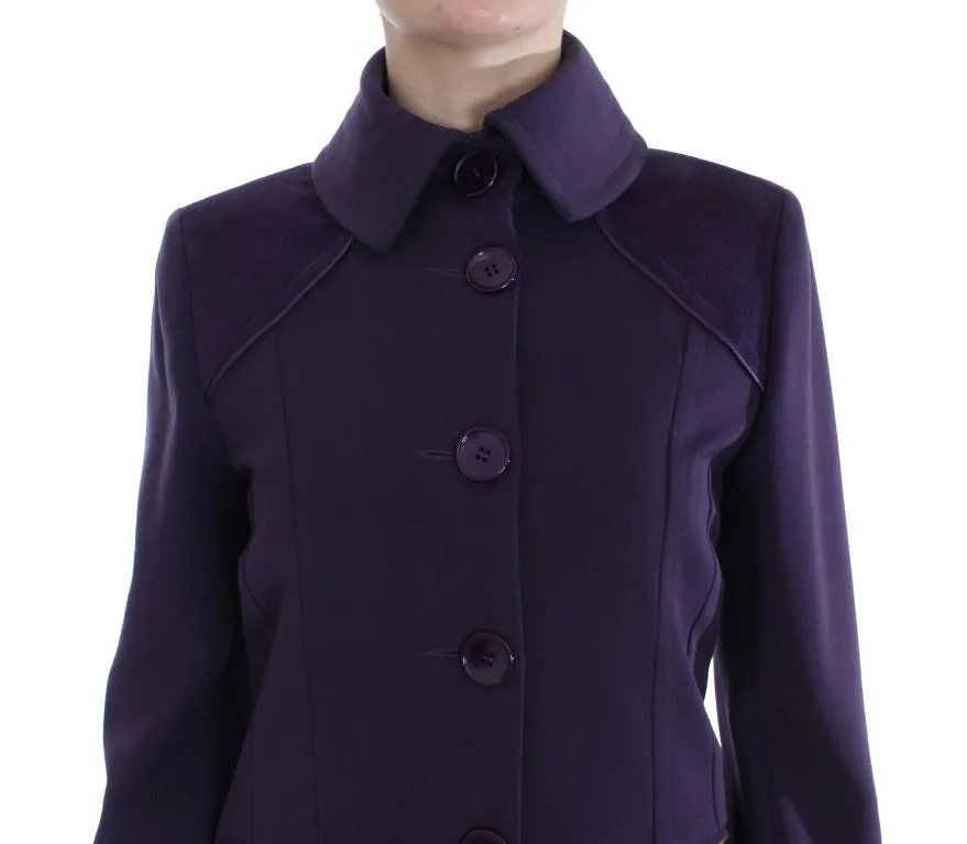 Purple Wool Blend Sheath Dress & Jacket Set