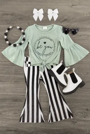 "Be You" Striped Denim Bell Bottom Set