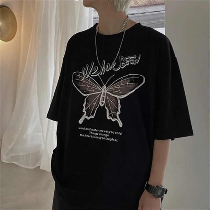 "BUTTERFLY PRINT LONG/SHORT" T-SHIRT N072309