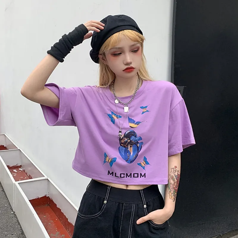 "BUTTERFLY PRINT" CROP TOP N072301