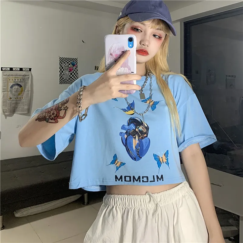 "BUTTERFLY PRINT" CROP TOP N072301