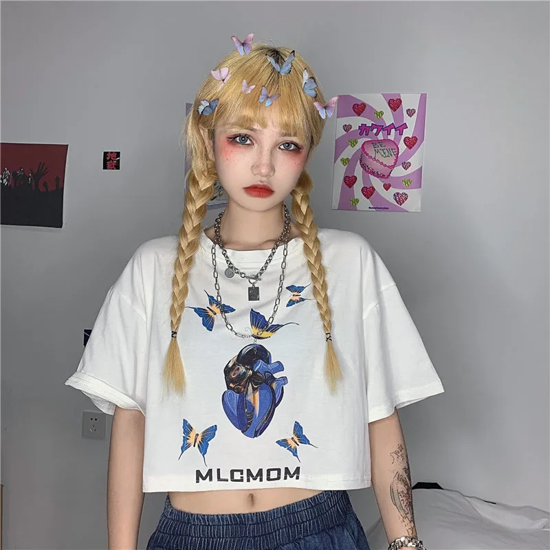 "BUTTERFLY PRINT" CROP TOP N072301
