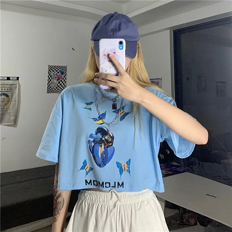 "BUTTERFLY PRINT" CROP TOP N072301
