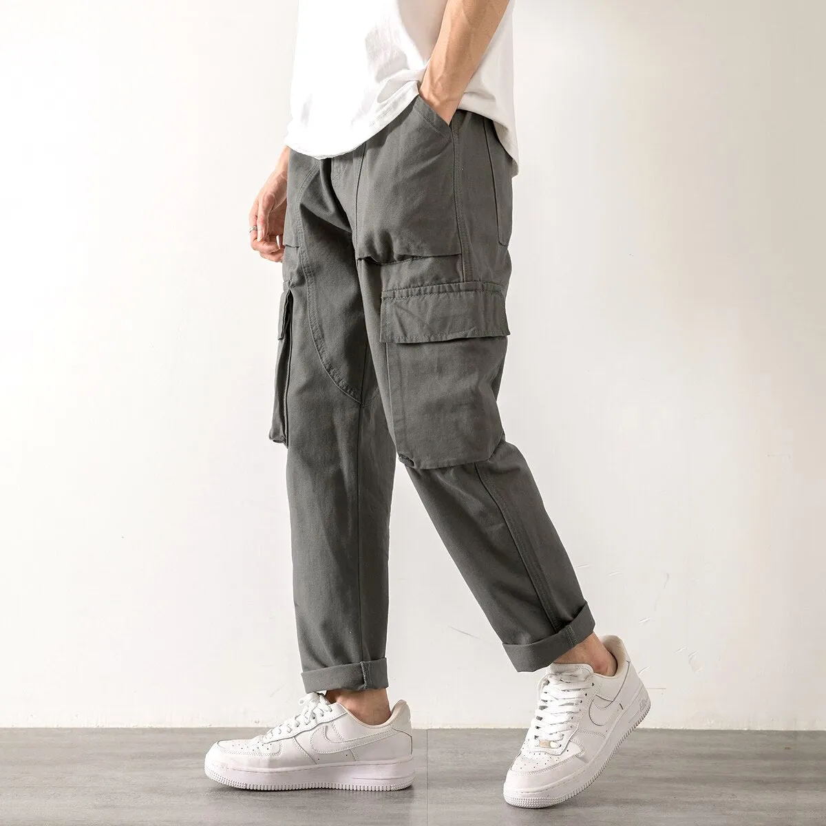 "CGD" Pantalon Cargo Coupe Droite Vert Streetwear - URB1™