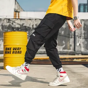 "CGO" Pantalon Cargo Noir à poches Streetwear - URB1™