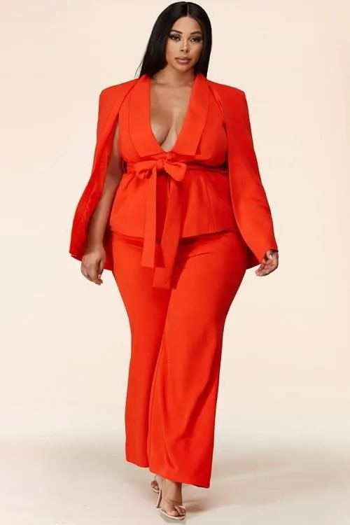 "DANIELLA"  CAPED BLAZER SET (PLUS SIZE)