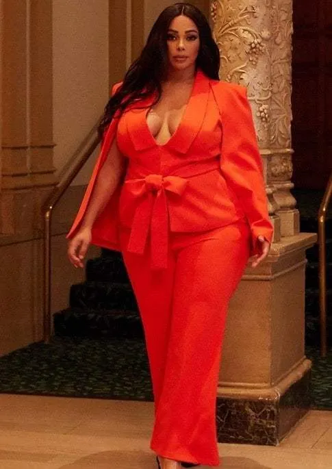 "DANIELLA"  CAPED BLAZER SET (PLUS SIZE)