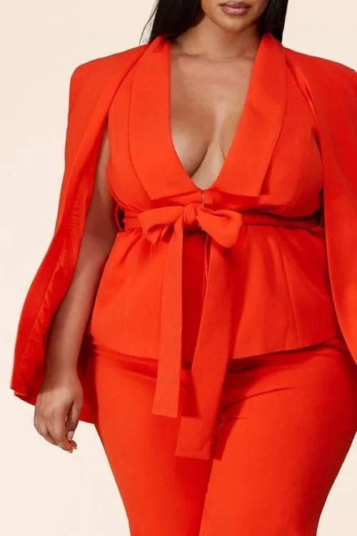 "DANIELLA"  CAPED BLAZER SET (PLUS SIZE)