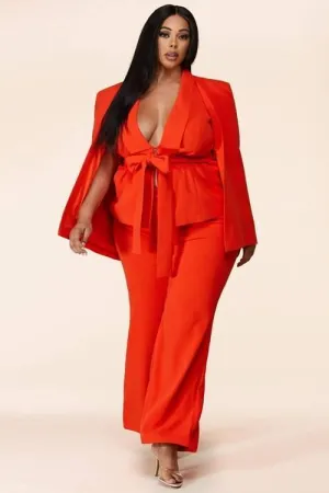 "DANIELLA"  CAPED BLAZER SET (PLUS SIZE)