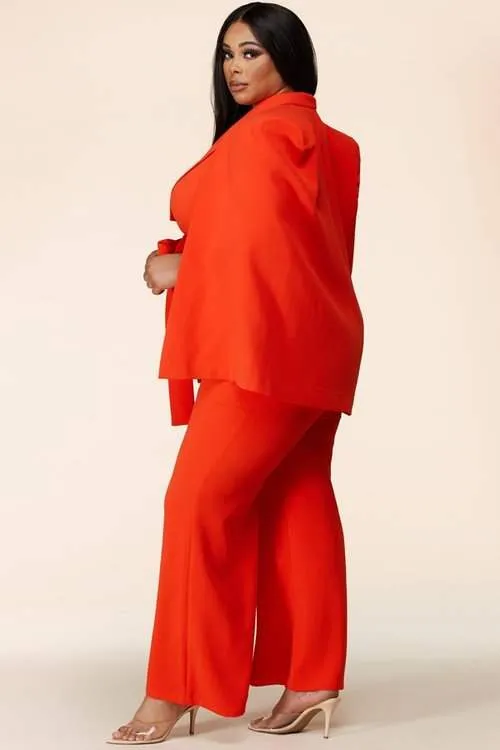 "DANIELLA"  CAPED BLAZER SET (PLUS SIZE)