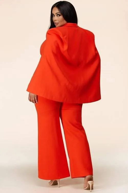 "DANIELLA"  CAPED BLAZER SET (PLUS SIZE)