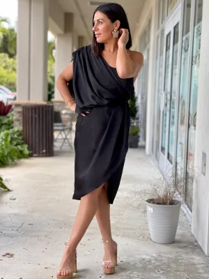 "Dawn" One Shoulder Wrap Style Dress