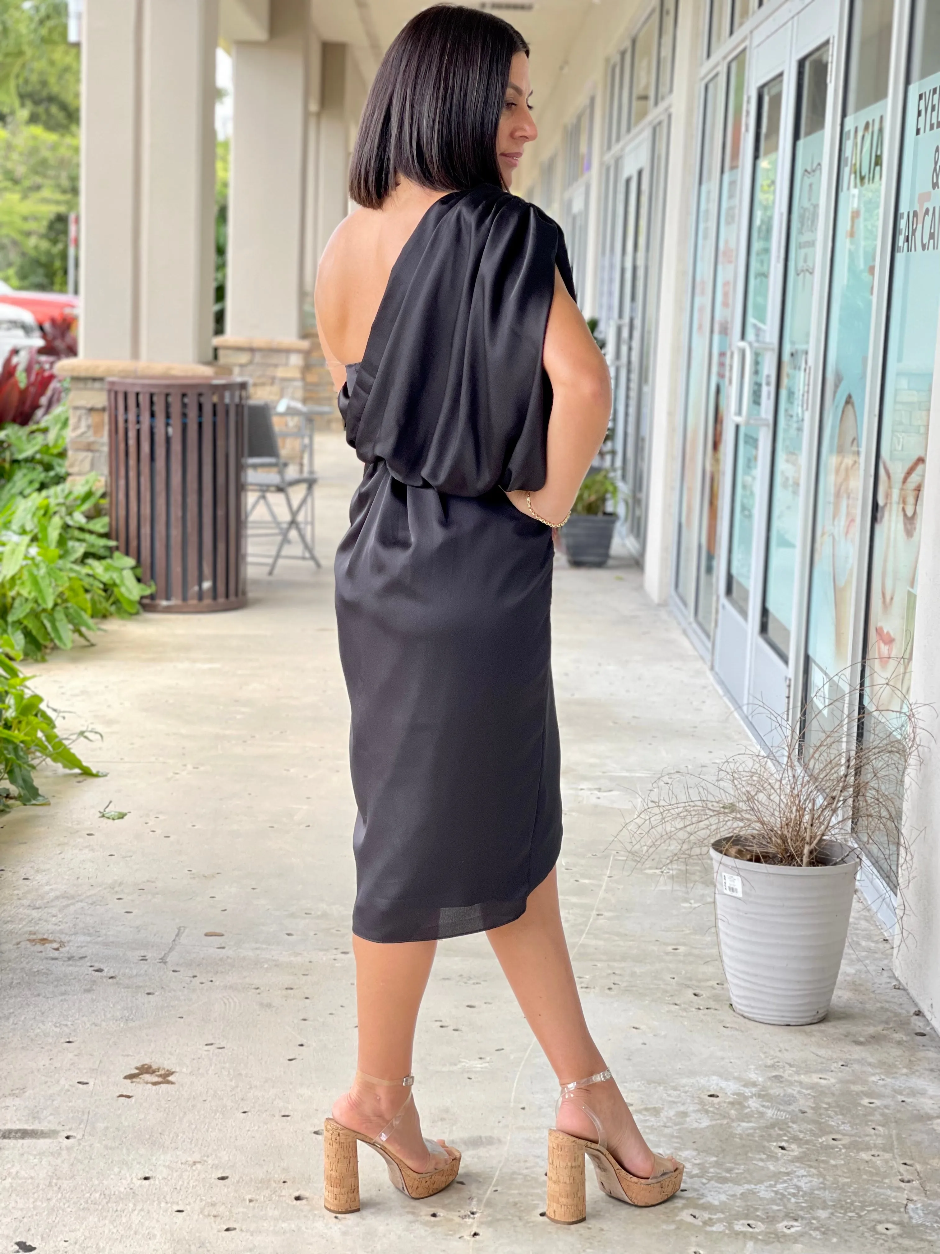 "Dawn" One Shoulder Wrap Style Dress