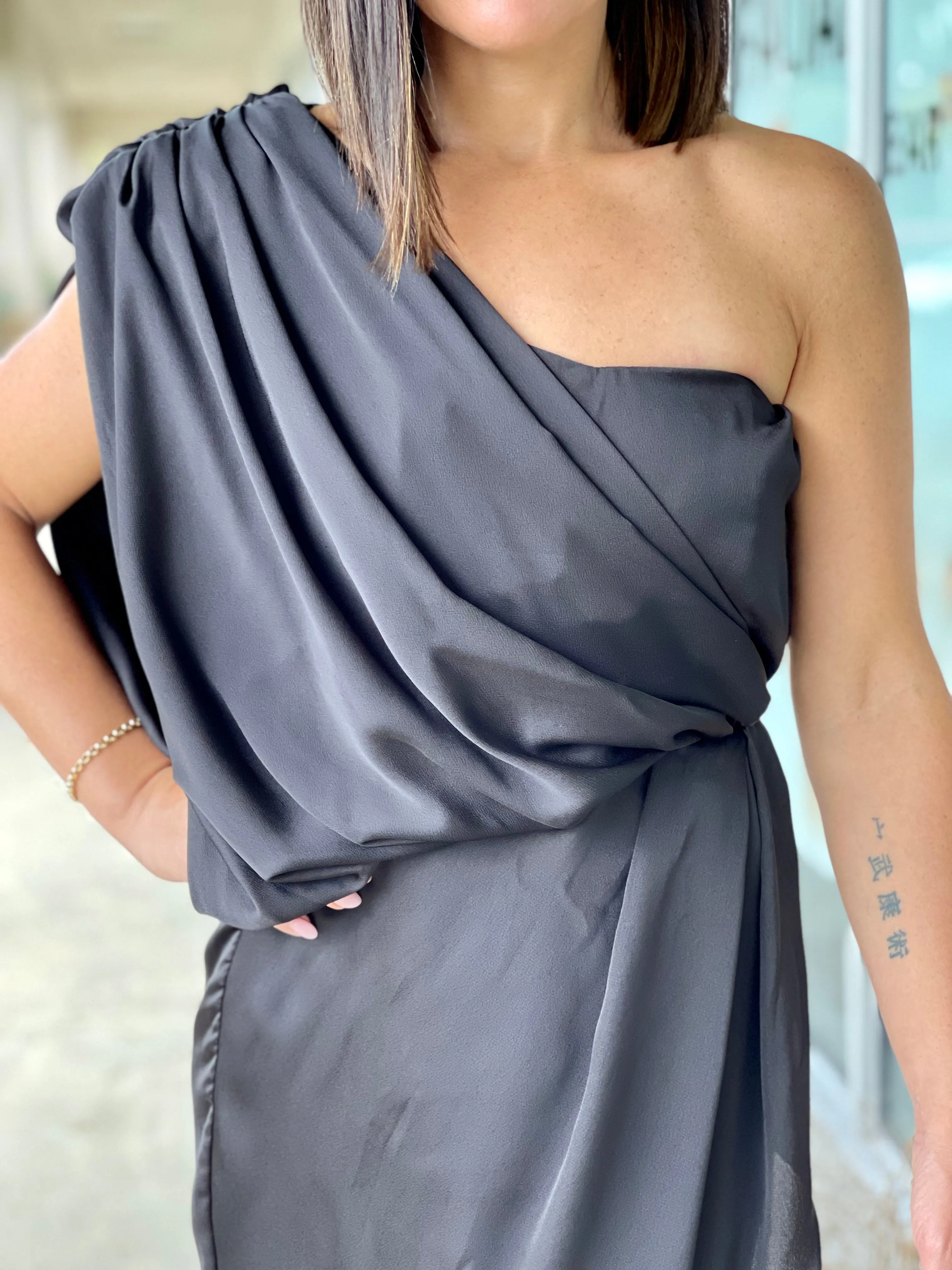 "Dawn" One Shoulder Wrap Style Dress