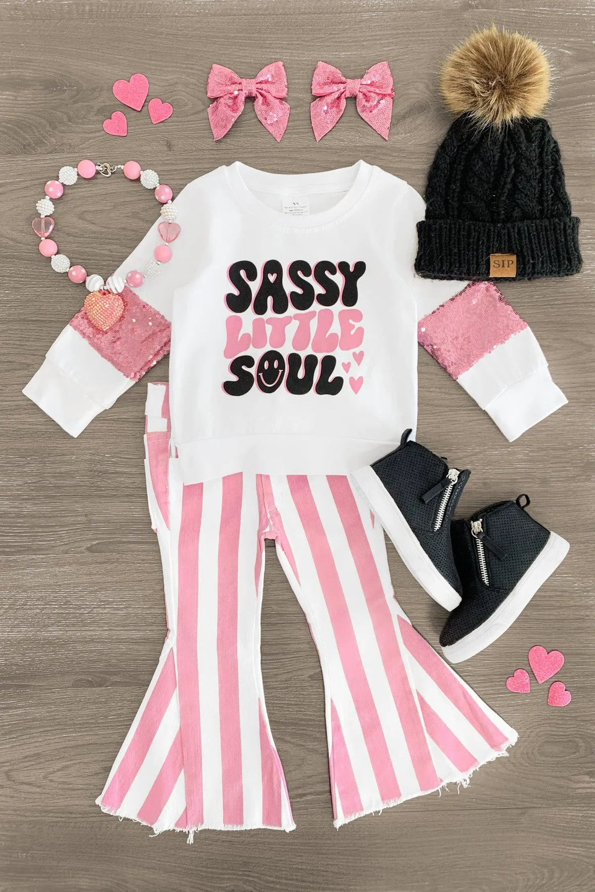 "Sassy Little Soul" Striped Bell Bottom Set