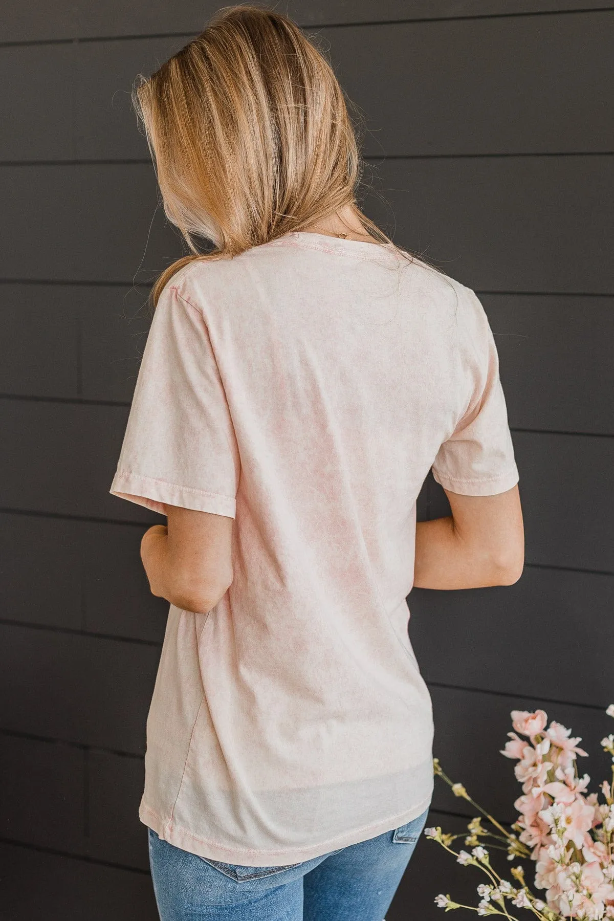 "Weekends, Coffee, & Dogs" Graphic Tee- Light Pink