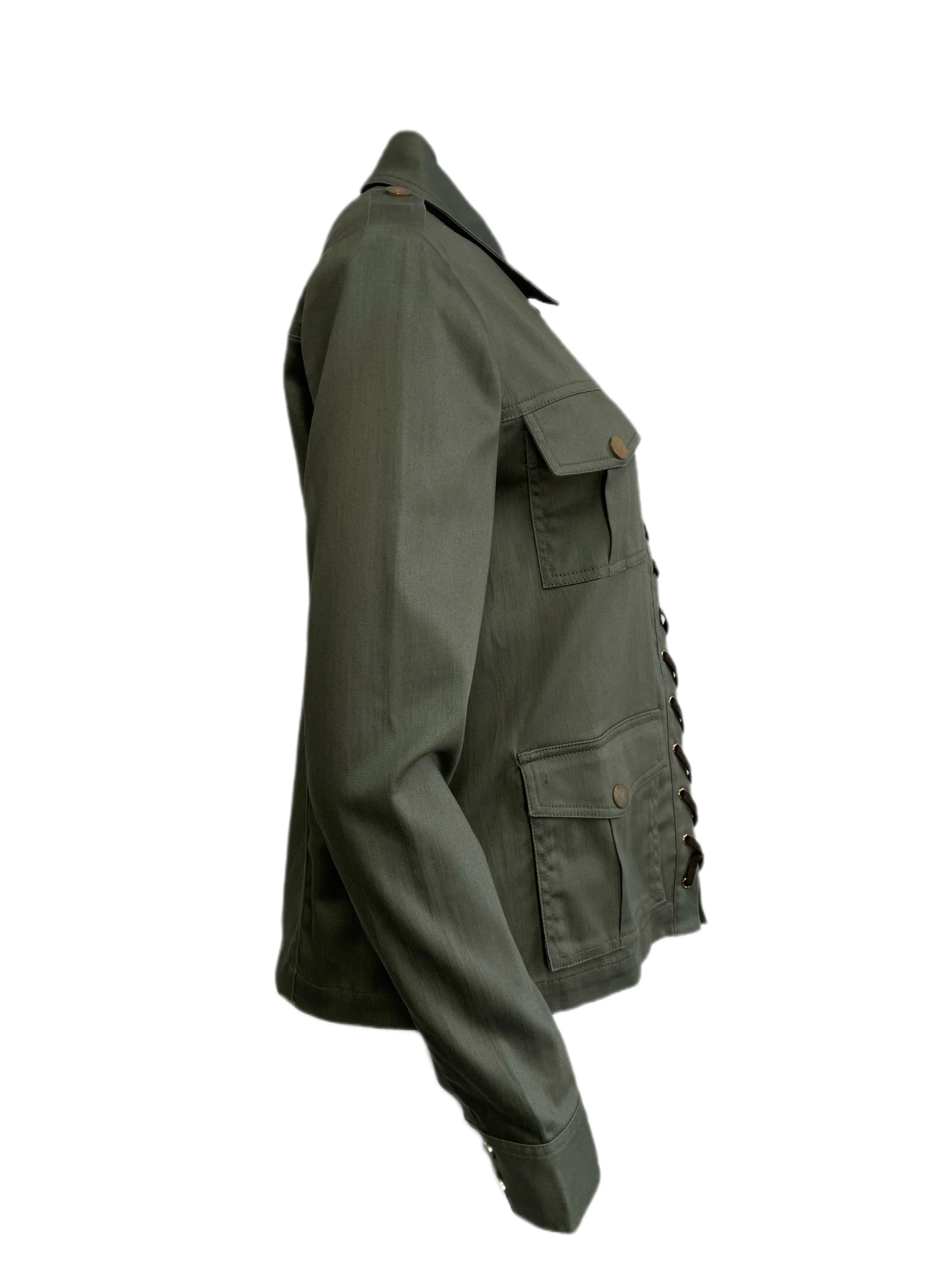 RACHEL ZOE Khaki Button Down 4 Pockets Jacket #103 No Size NWOT