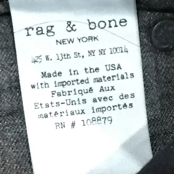 Rag &amp; Bone Black Hampton Jean 10 Inch Capri Size 25