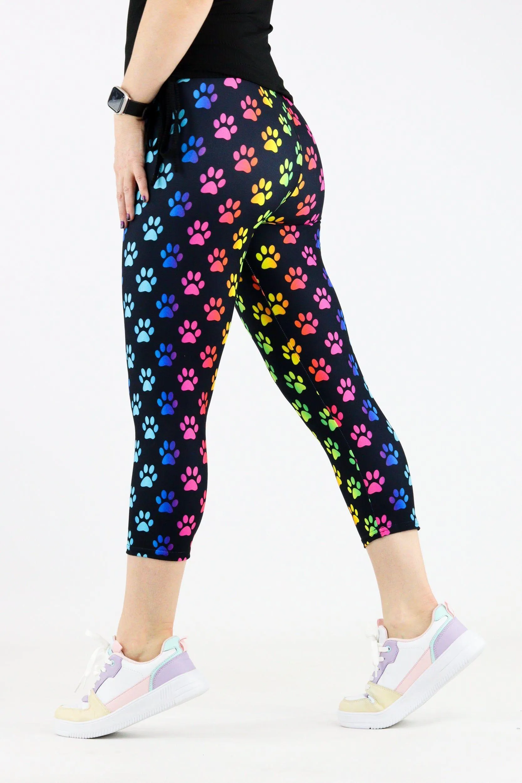 Rainbow Paws - Casual Capri Leggings