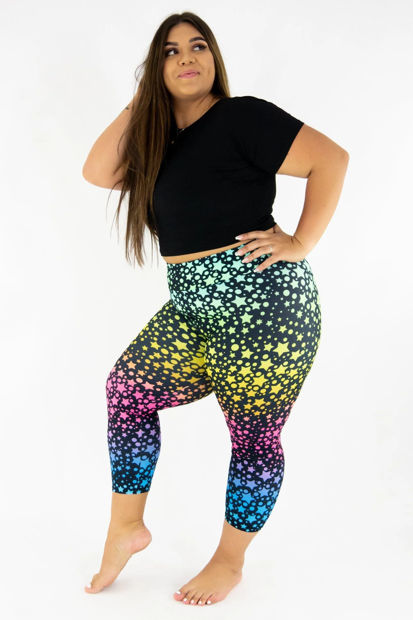Rainbow Star Cluster - Casual Capri Leggings