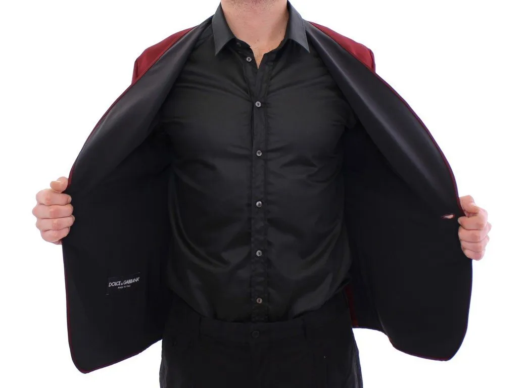 Red burgundy slim fit smoking blazer