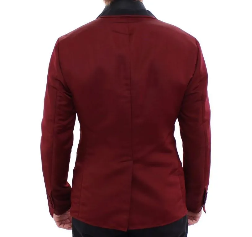 Red burgundy slim fit smoking blazer