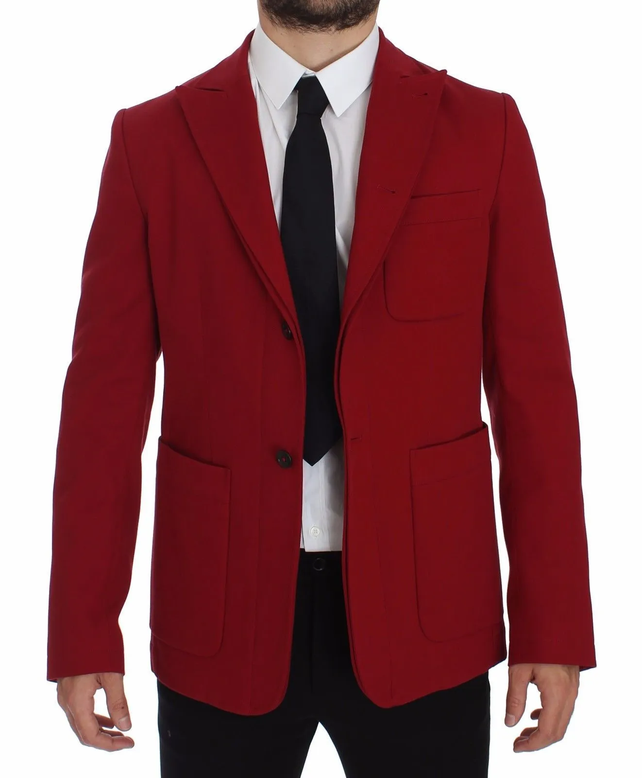 Red Cotton Stretch Blazer