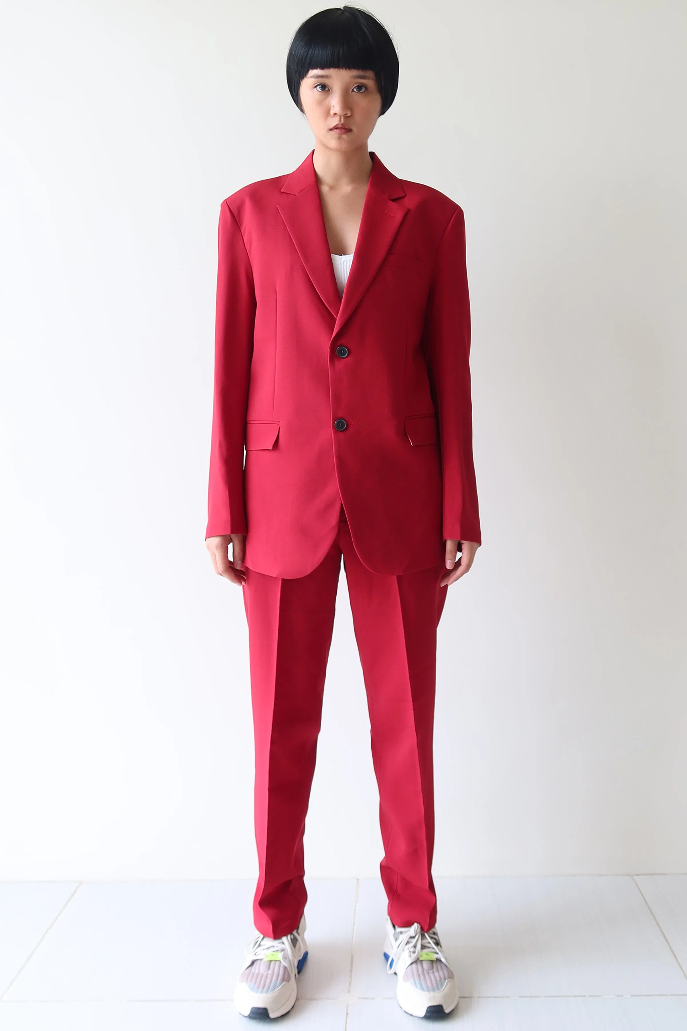 Red Single Breasted Suit Set