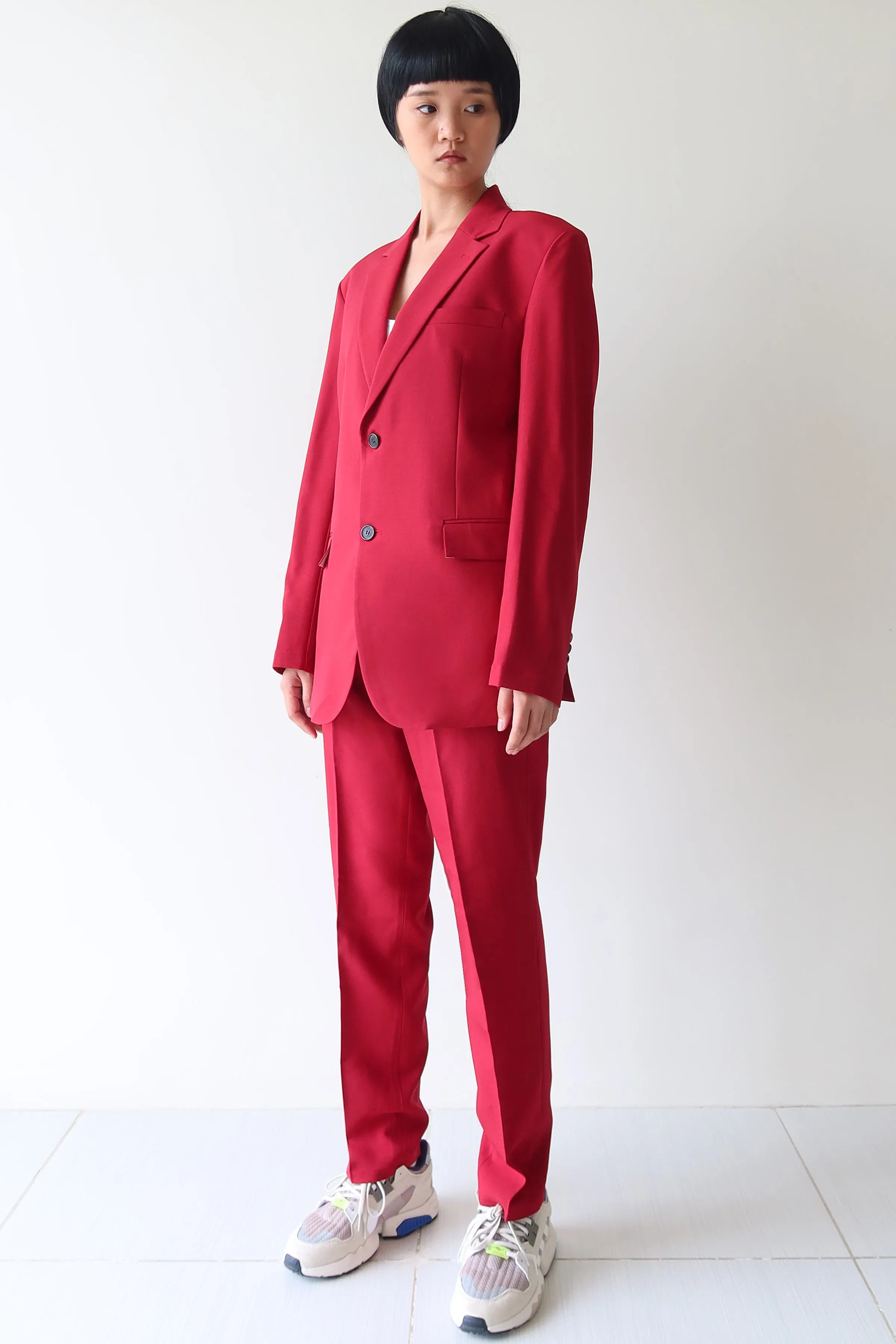 Red Single Breasted Suit Set