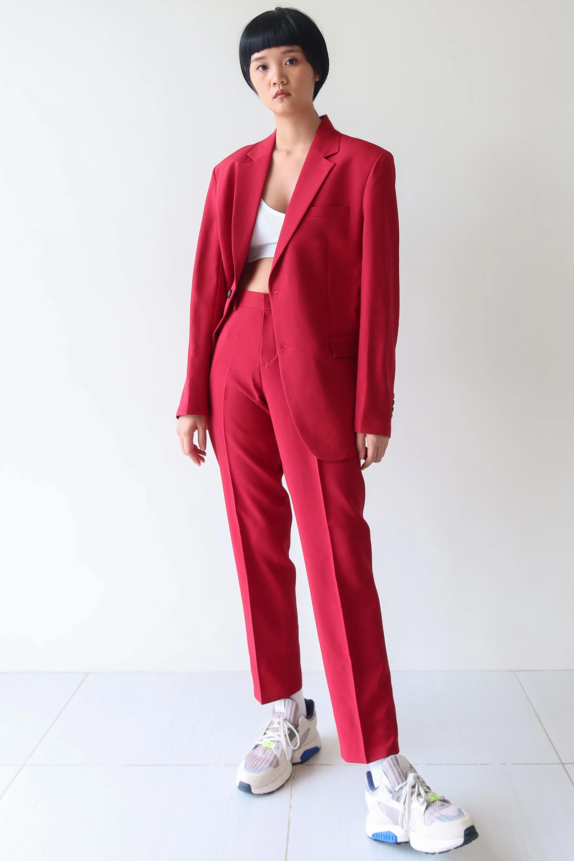 Red Single Breasted Suit Set