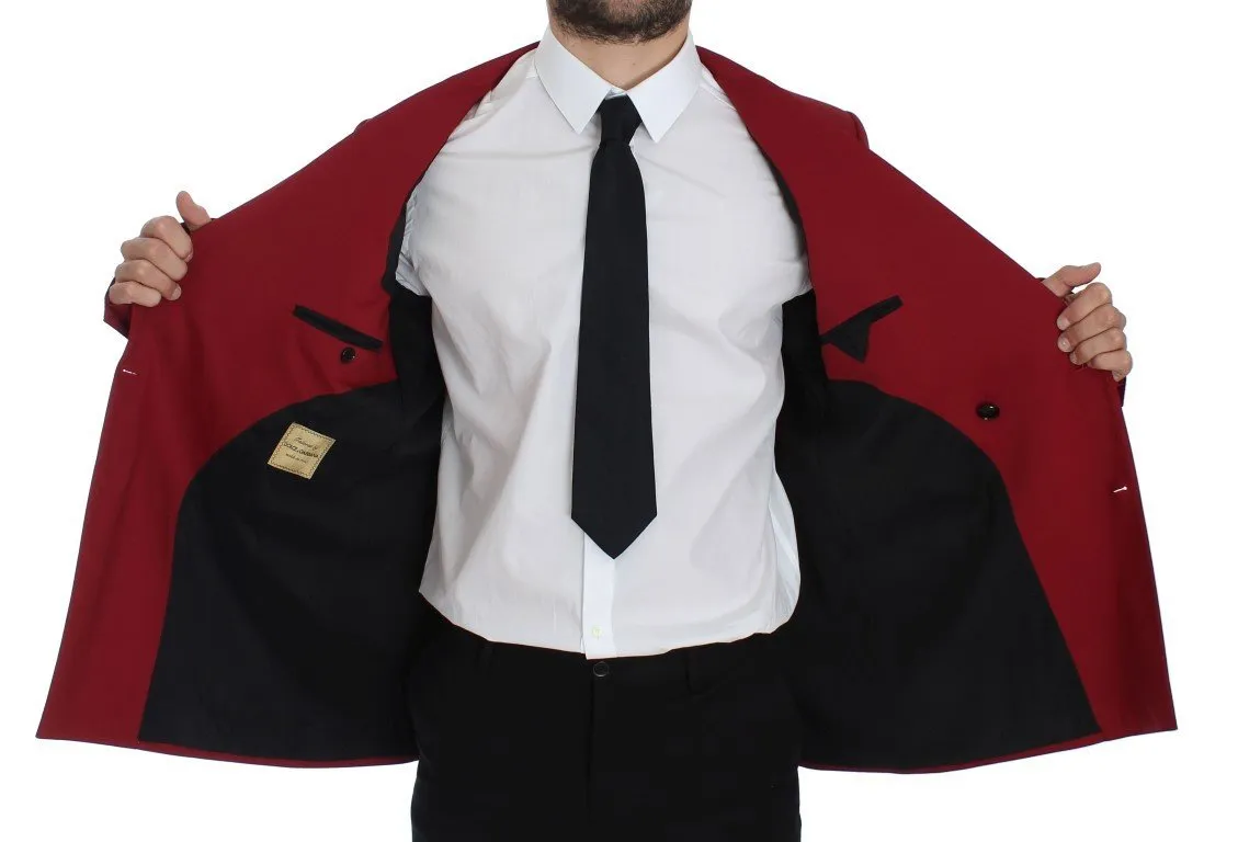 Red Wool Stretch Blazer Jacket