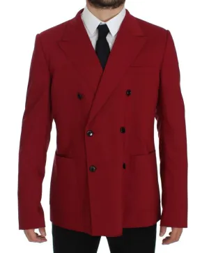 Red Wool Stretch Blazer Jacket
